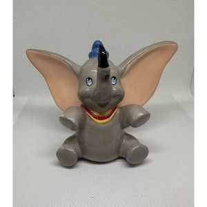 Vintage Ceramic Disney DUMBO With Blue Hat Figurine 3.5 inches Trunk Up!